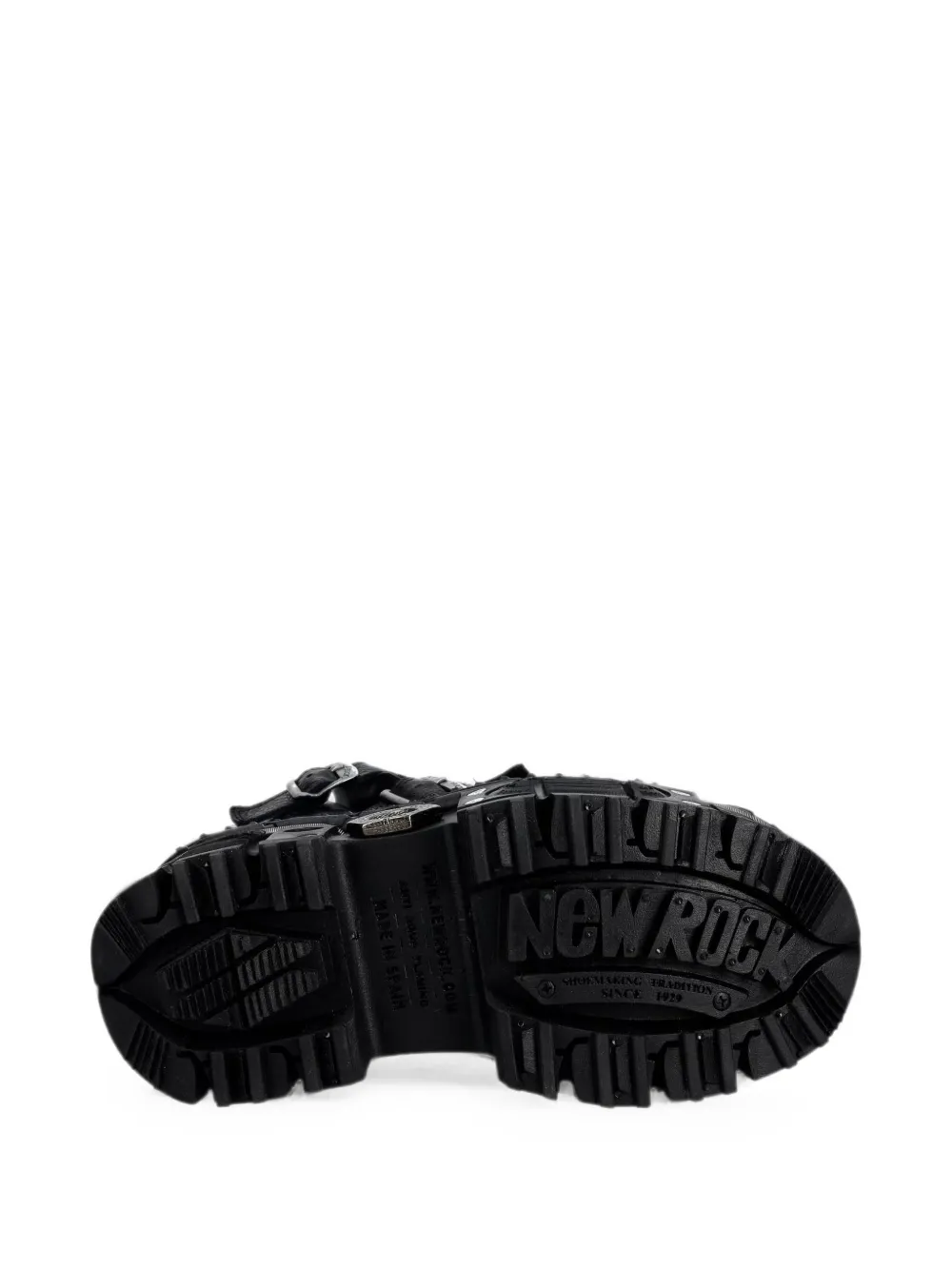 NEW ROCK Metallic buckle-fastening platform boots Zwart