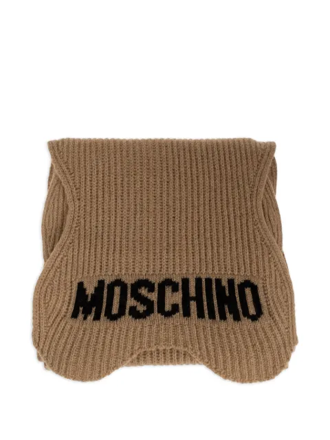 Moschino logo-knit wavy-edge scarf