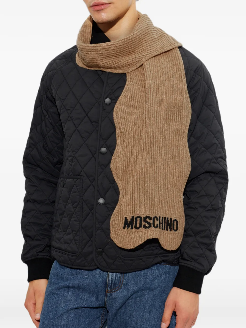 Moschino Gebreide sjaal met golvende afwerking Bruin