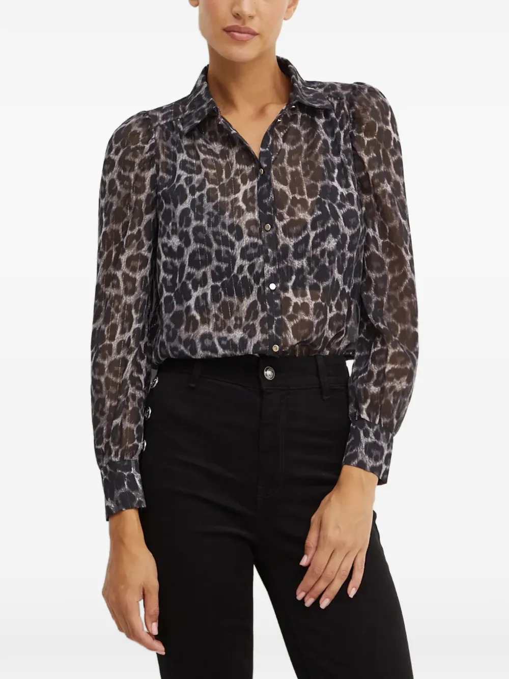 Morgan Cleoni Leopard-print Shirt In Black