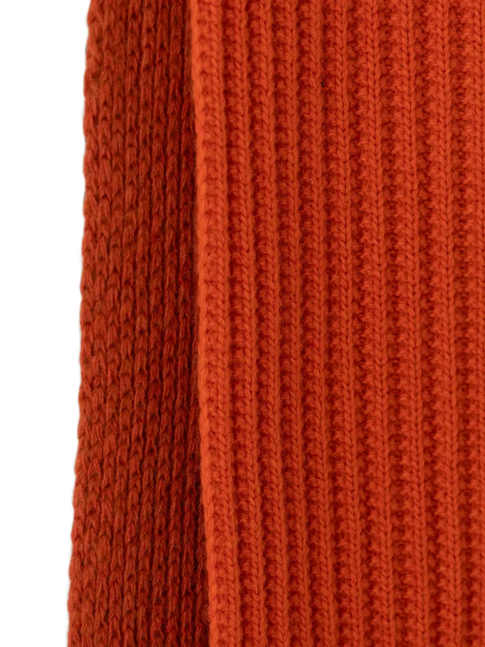 Moschino Ribgebreide sjaal met franje Oranje
