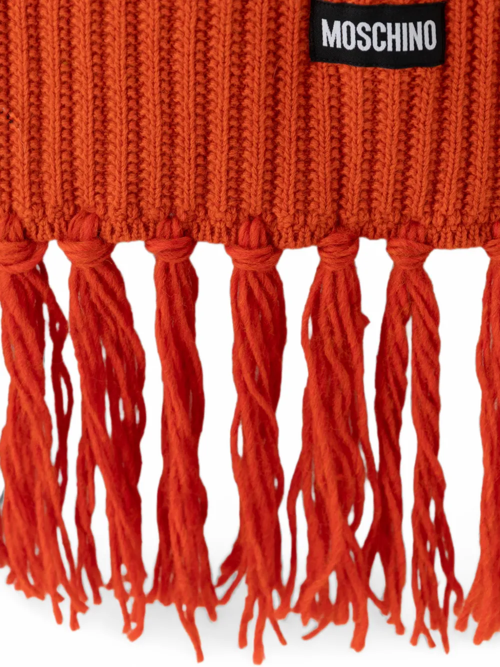 Moschino Ribgebreide sjaal met franje Oranje