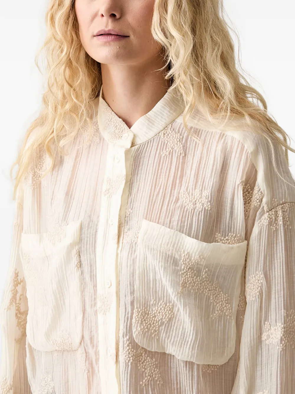 MUNTHE Doorzichtige blouse Beige