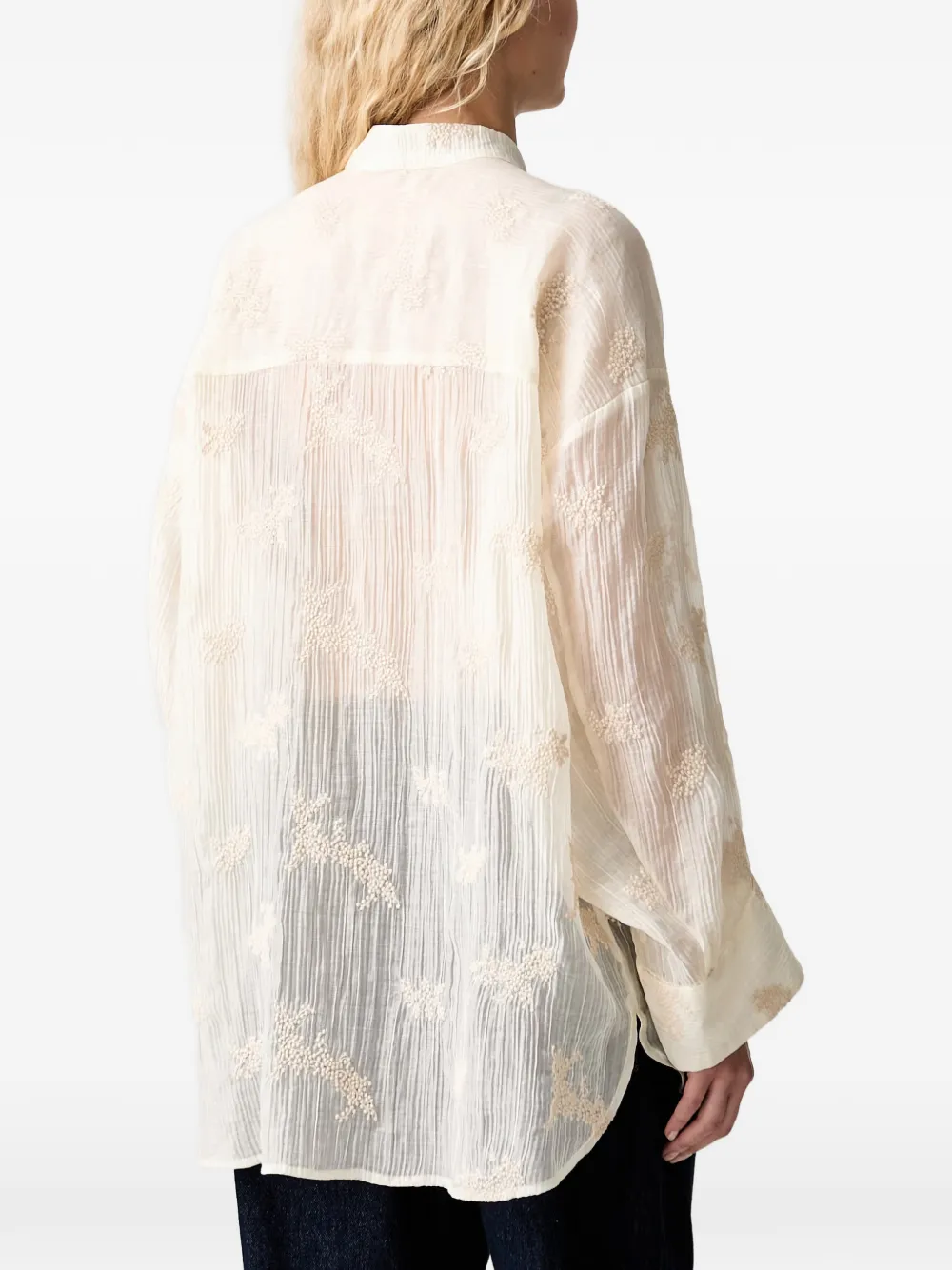 MUNTHE Doorzichtige blouse Beige