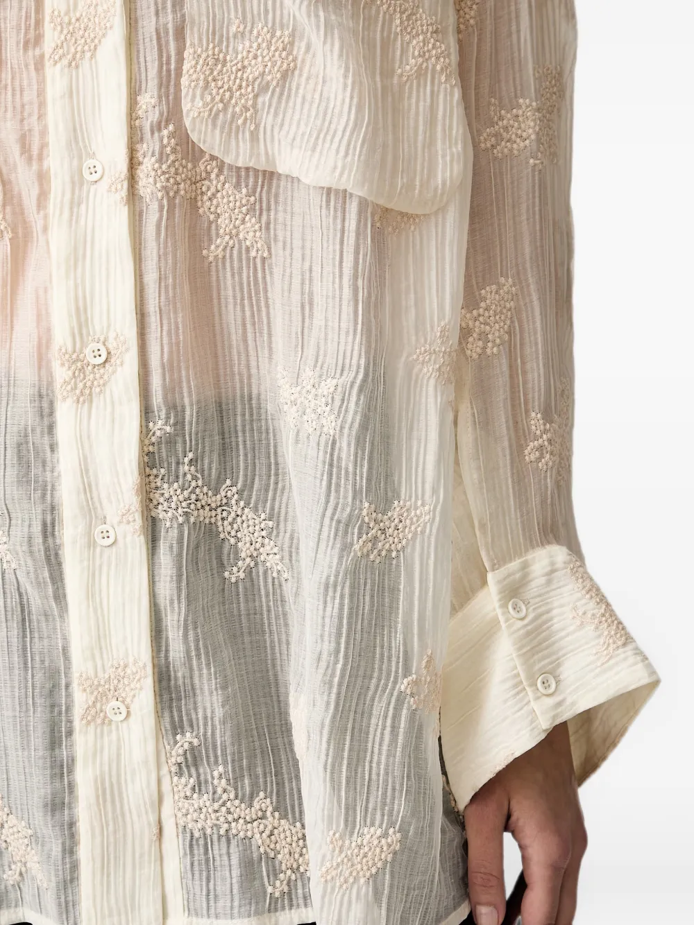 MUNTHE Doorzichtige blouse Beige