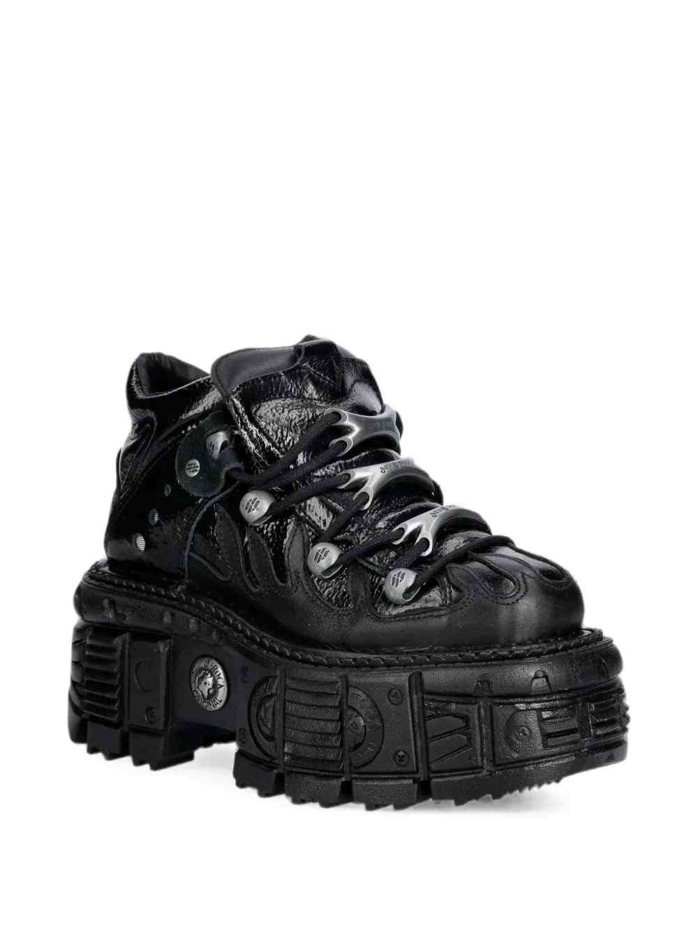 NEW ROCK Metallic sneakers met chunky zool Zwart