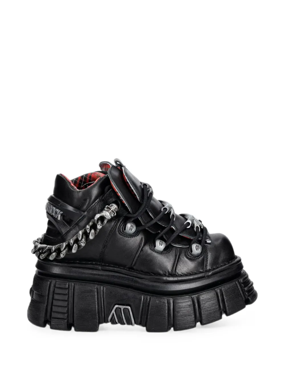 NEW ROCK Metallic platform chain-link boots Zwart