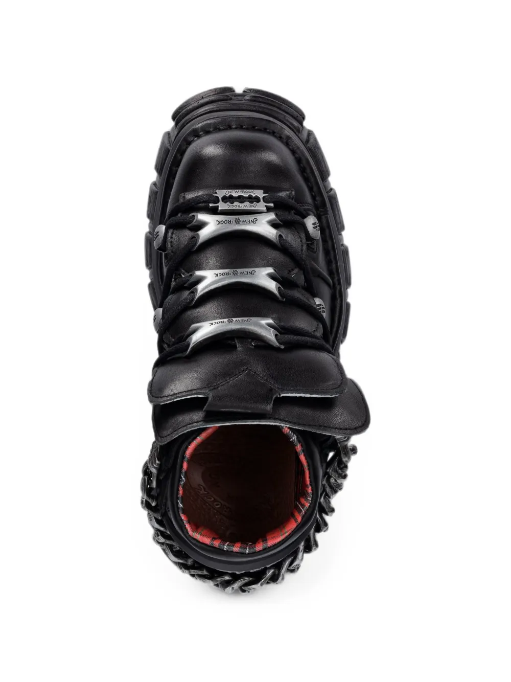 NEW ROCK Metallic platform chain-link boots Zwart