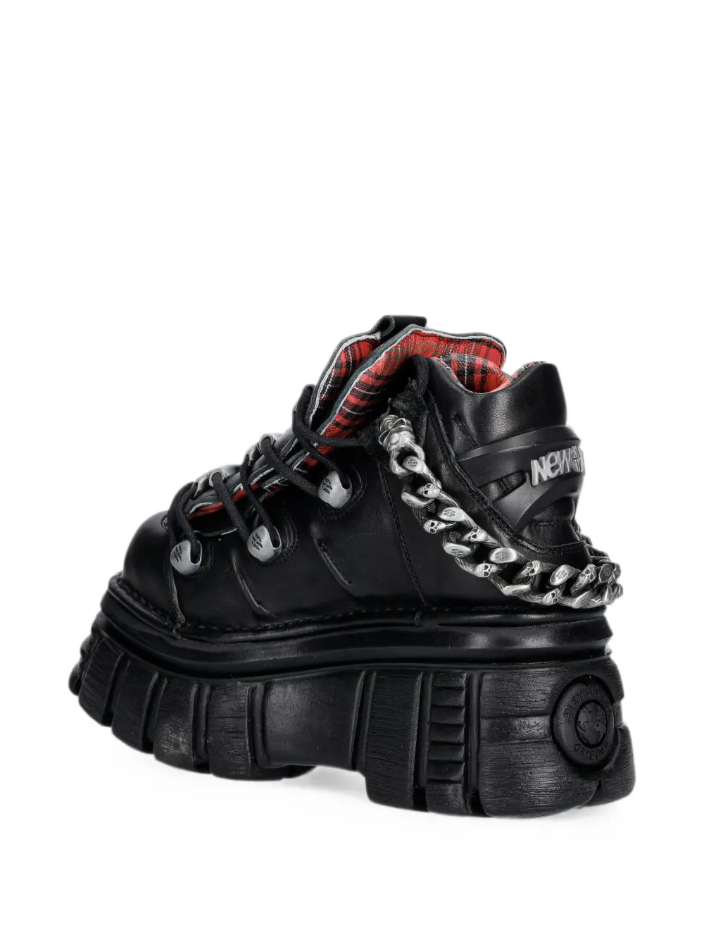 NEW ROCK Metallic platform chain-link boots Zwart