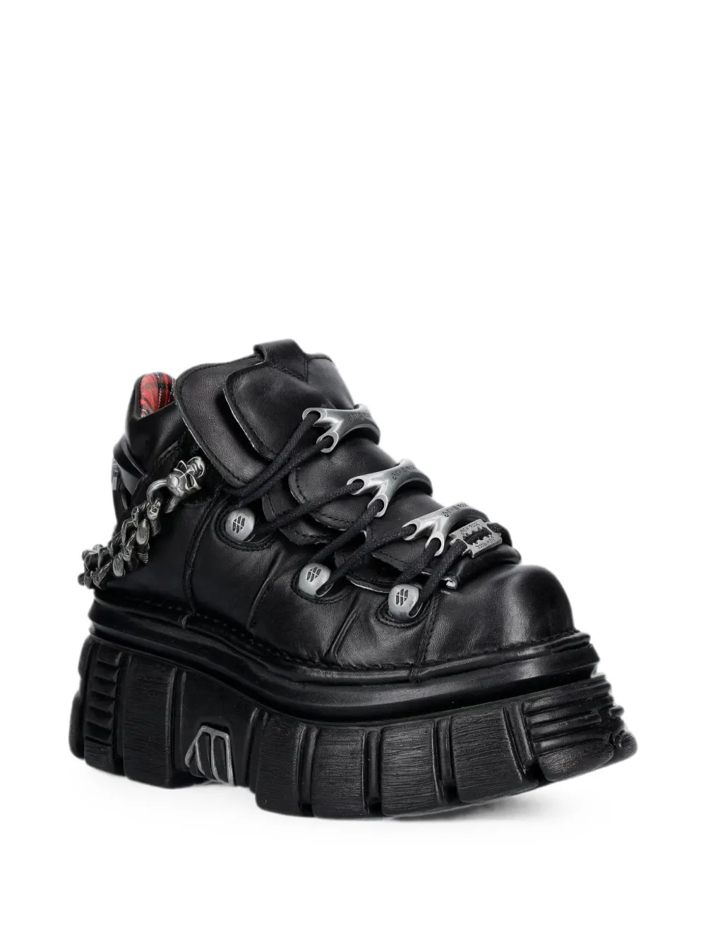 NEW ROCK Metallic platform chain-link boots Zwart