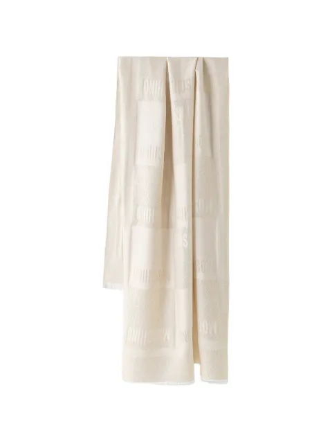 Moschino logo-jacquard fringed scarf