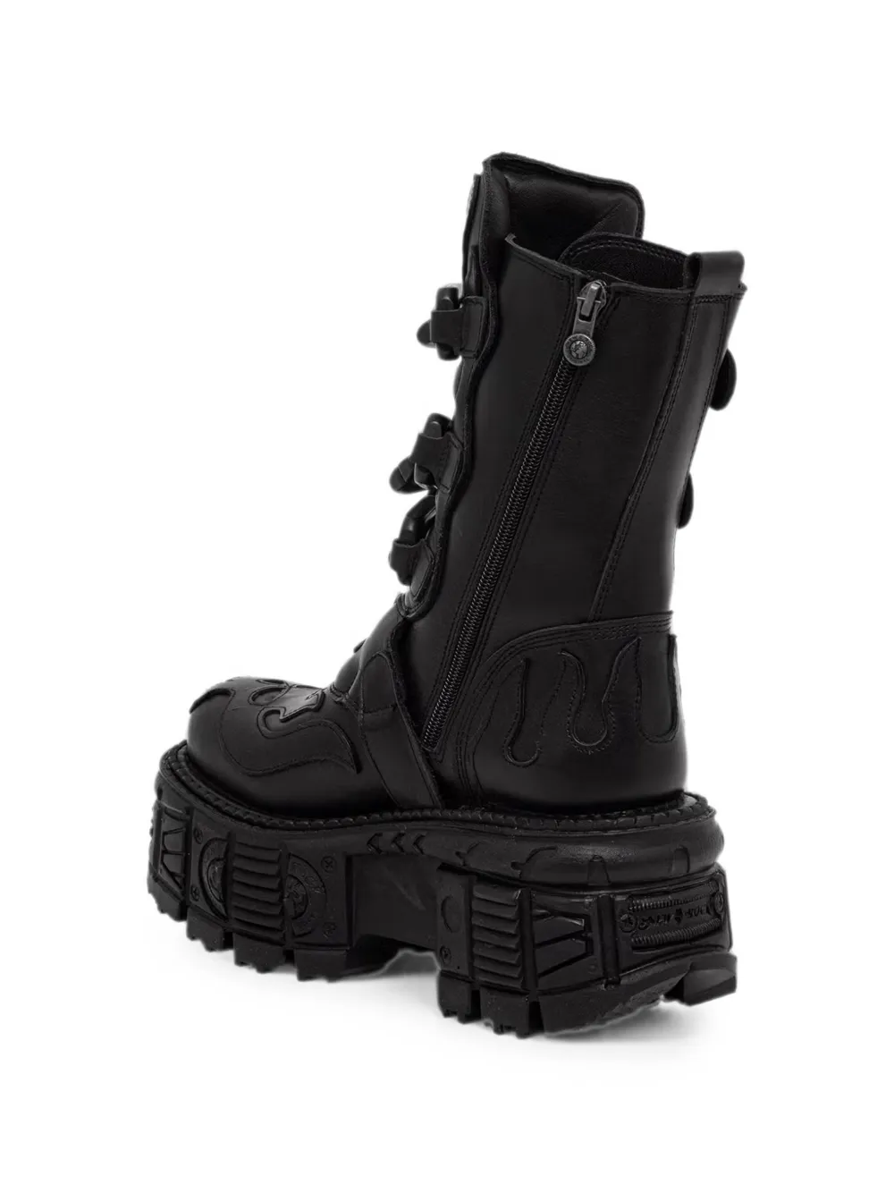 NEW ROCK Metallic buckle-fastening platform boots Zwart
