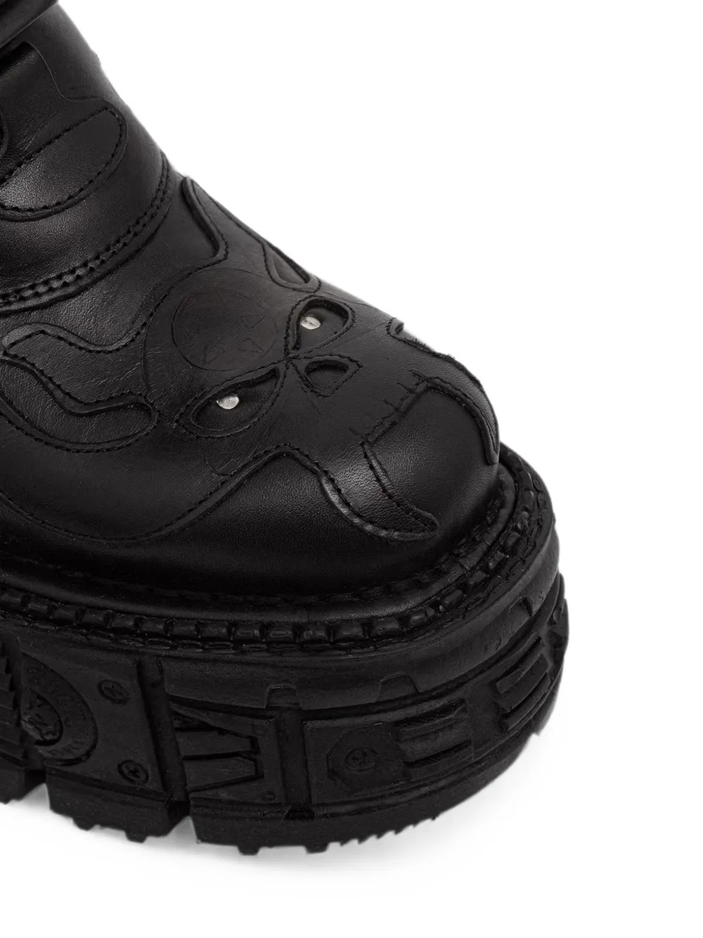 NEW ROCK Metallic buckle-fastening platform boots Zwart