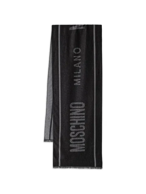 Moschino Cachecol com franjas e estampa de logo