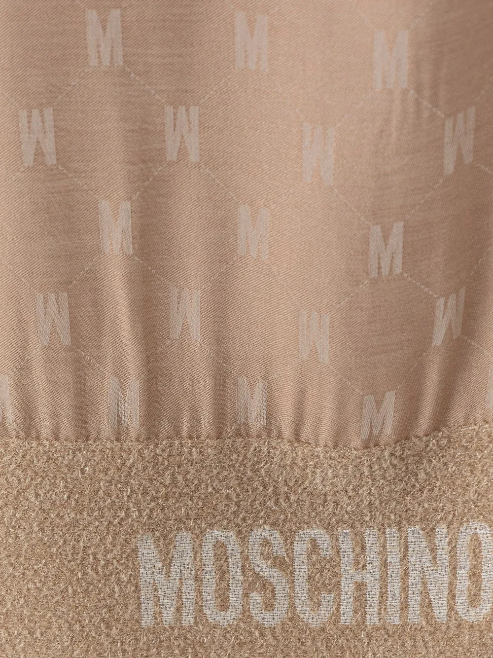 Moschino Sjaal met franje en logo-monogram Beige