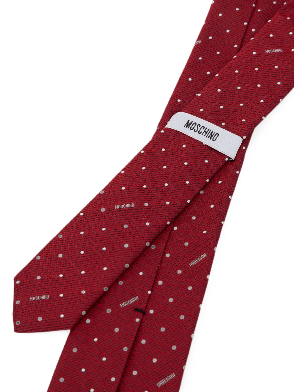 Moschino Zijden stropdas met stippen en logoprint Rood