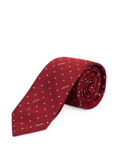 Moschino polka-dot logo-print silk tie