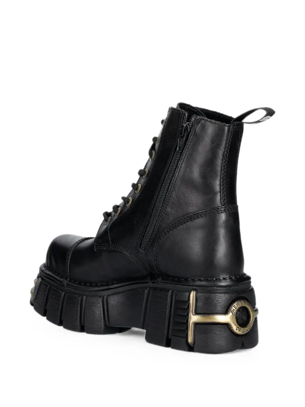 NEW ROCK Metallic logo-plaque platform boots Zwart