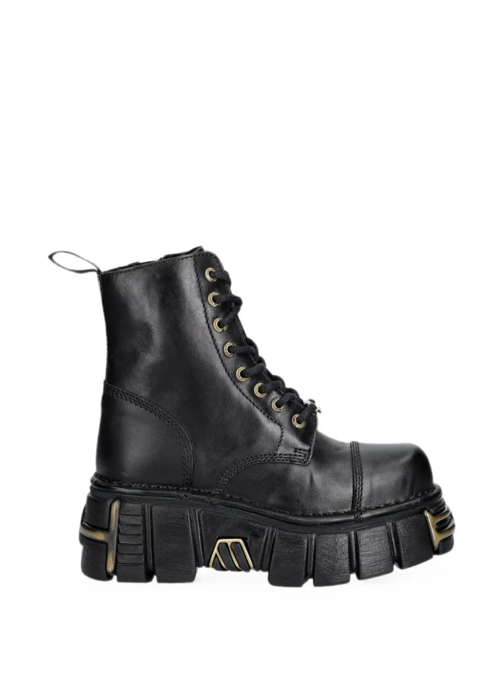 NEW ROCK Metallic logo-plaque platform boots Zwart