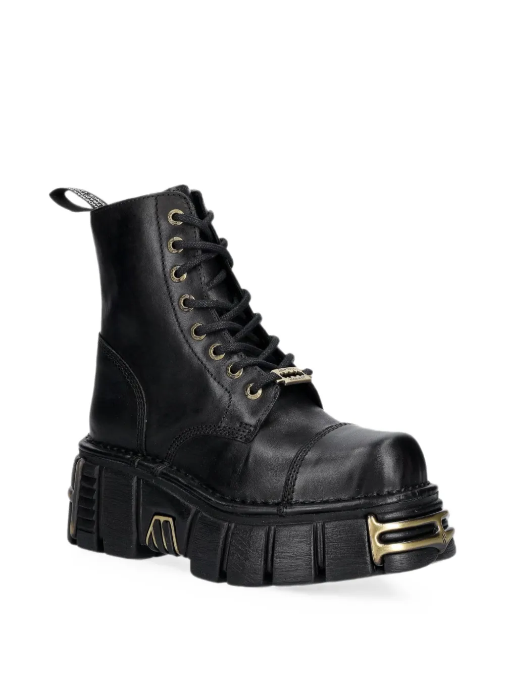 NEW ROCK Metallic logo-plaque platform boots Zwart