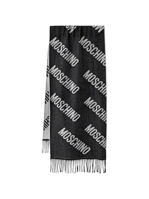 Moschino écharpe frangée à logo intarsia