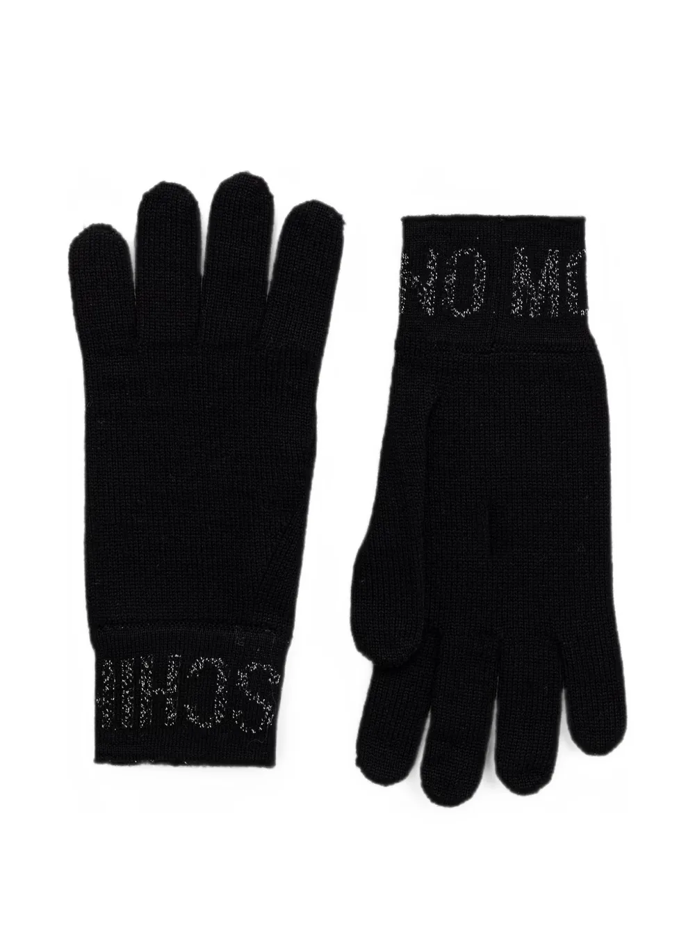 Moschino Guanti in lana con logo - Nero