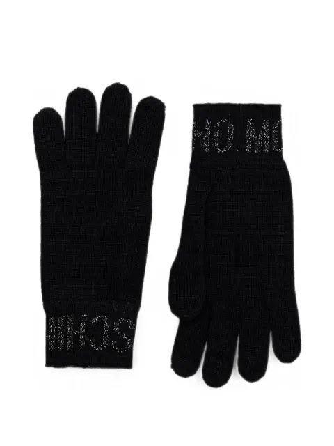 Moschino logo-knit wool gloves