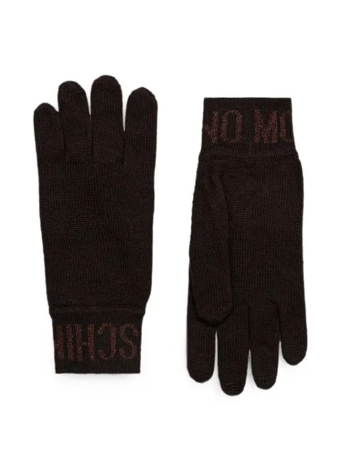 Moschino logo-knit ribbed wool gloves