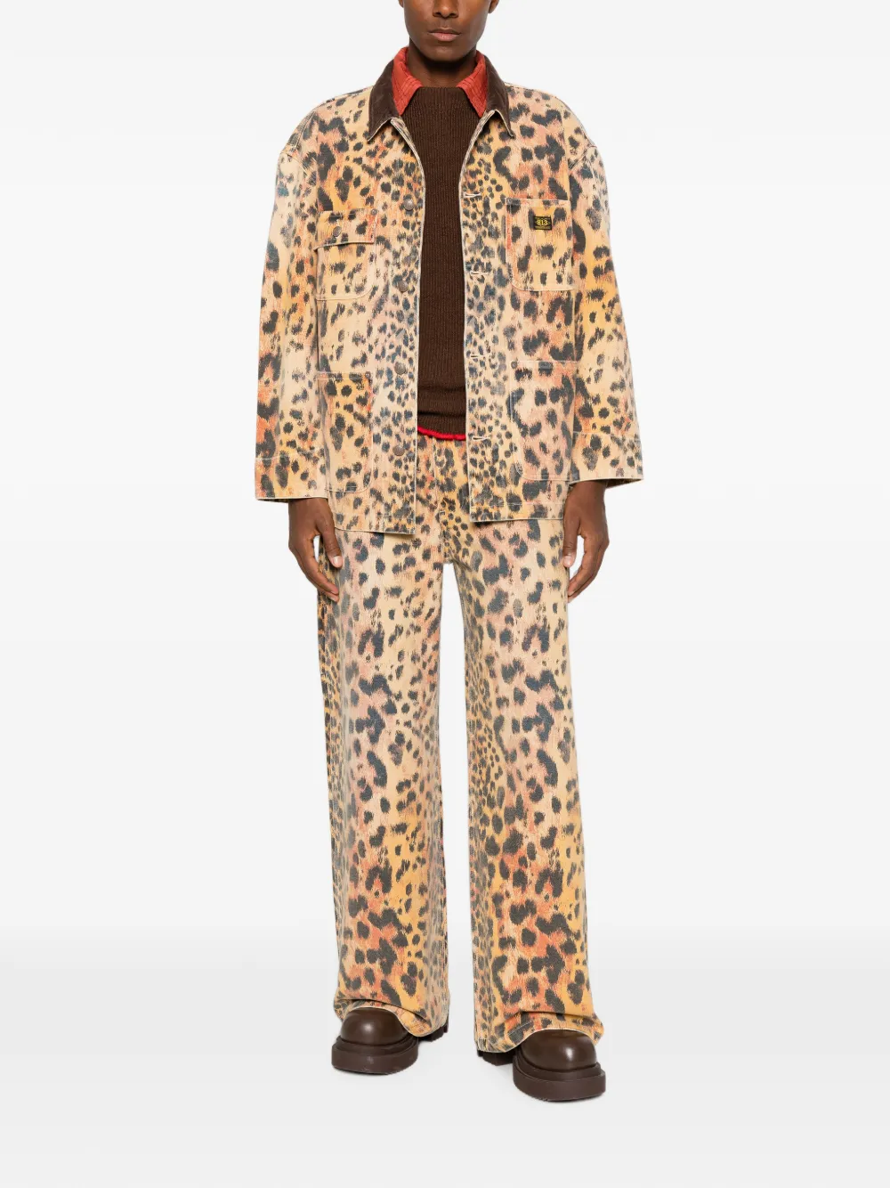 R13 Leopard-print Corduroy-collar Jacket in Neutrals, view 2