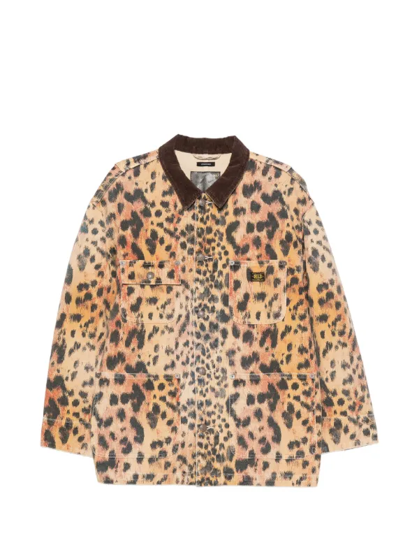 R13 Leopard-print Corduroy-collar Jacket in Neutrals
