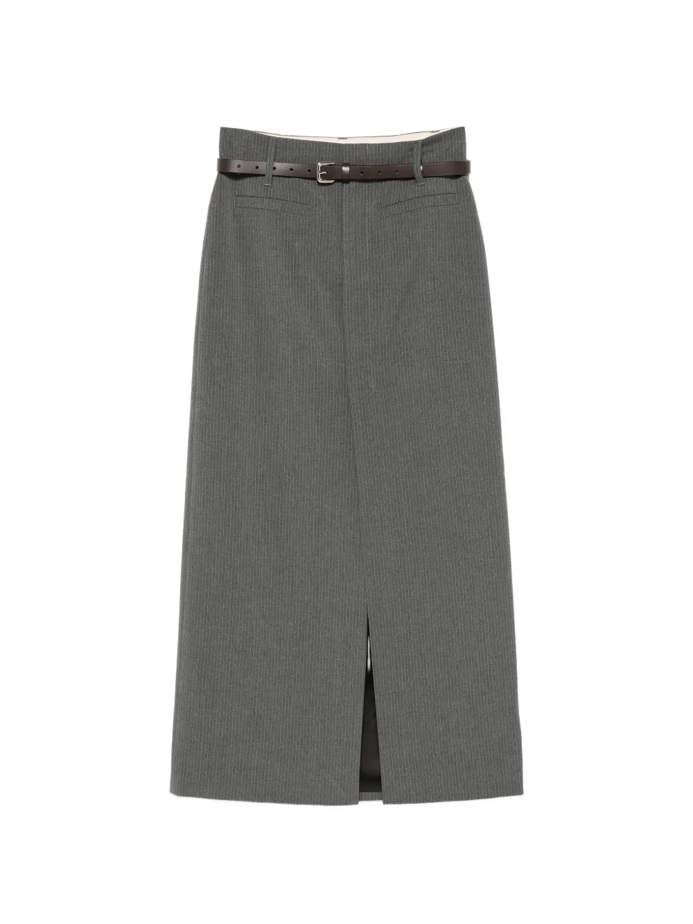 Eleh pinstripe belted midi skirt