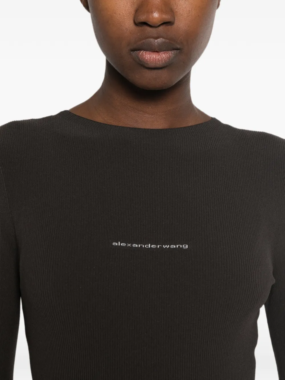 Alexander Wang Jurk met ronde hals en logo-jacquard Bruin