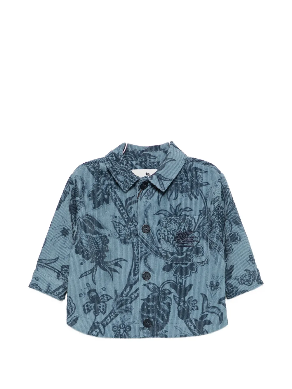 ETRO KIDS floral-print corduroy shirt - Blau