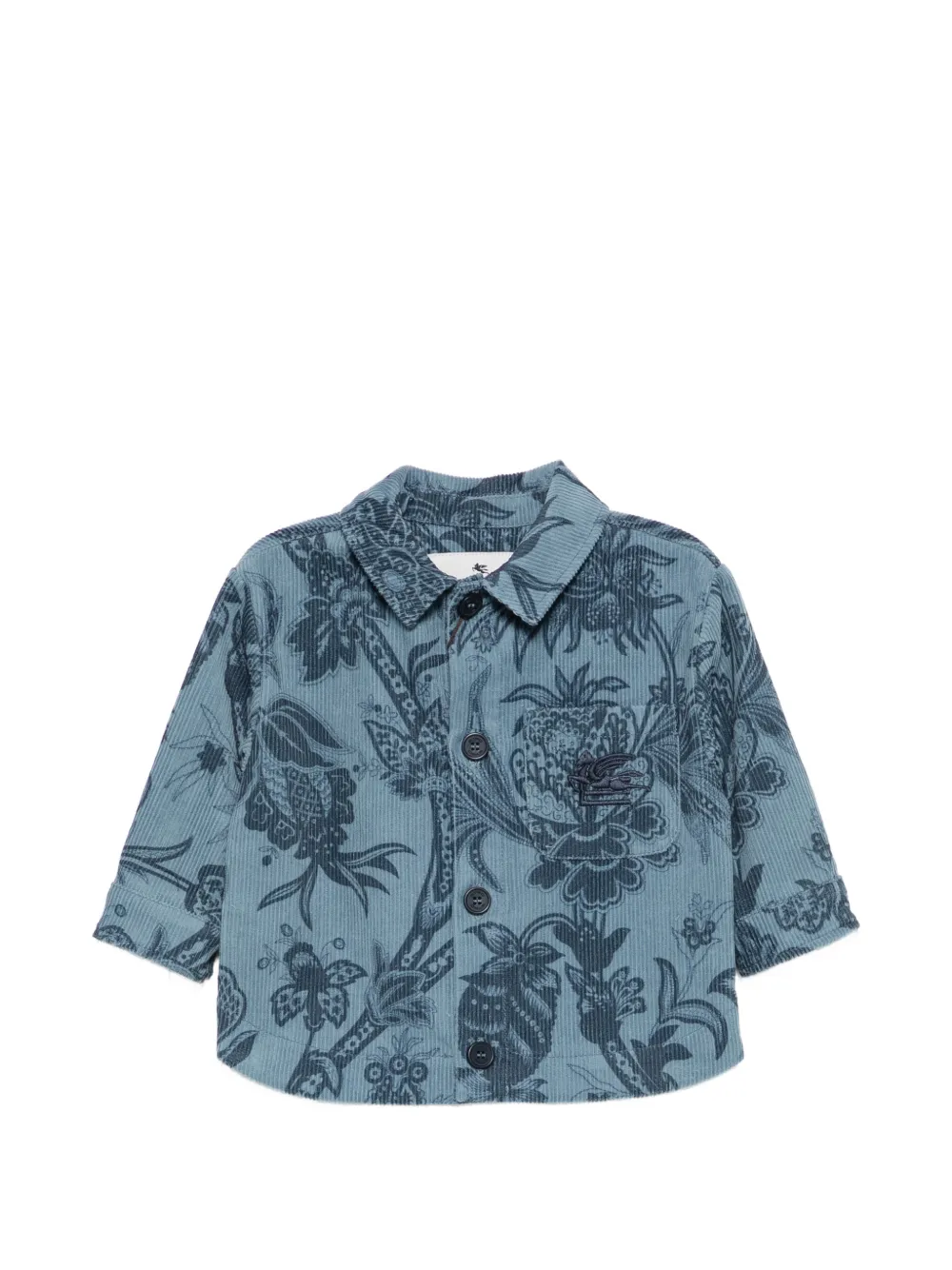 ETRO KIDS floral-print corduroy shirt - Blau