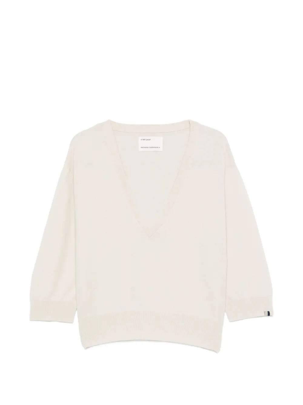 Extreme cashmere Pearl trui met V-hals Beige
