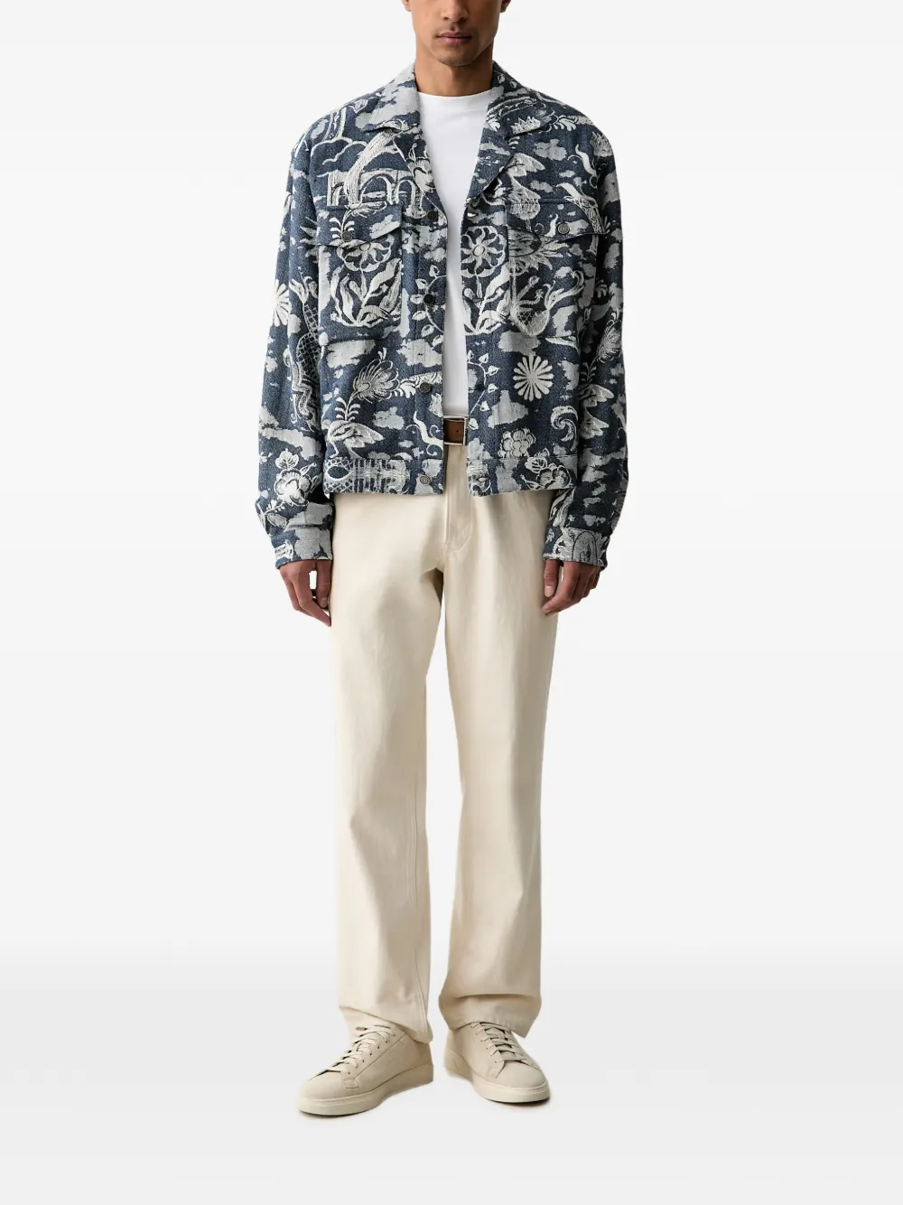 Scotch & Soda Button-up jack met jacquard Blauw