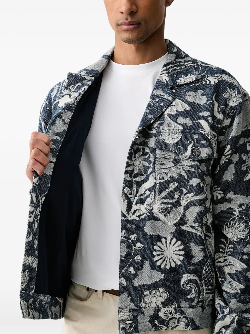 Scotch & Soda Button-up jack met jacquard Blauw