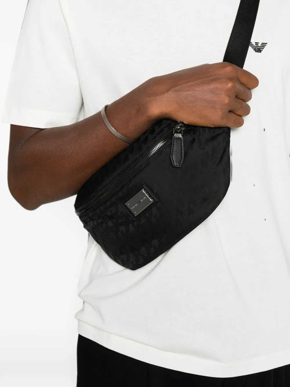 Emporio Armani Heuptas met logoplakkaat en monogram Zwart