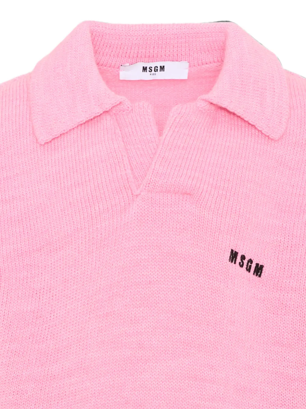 MSGM Kids logo-embroidered polo-collar sweater Roze