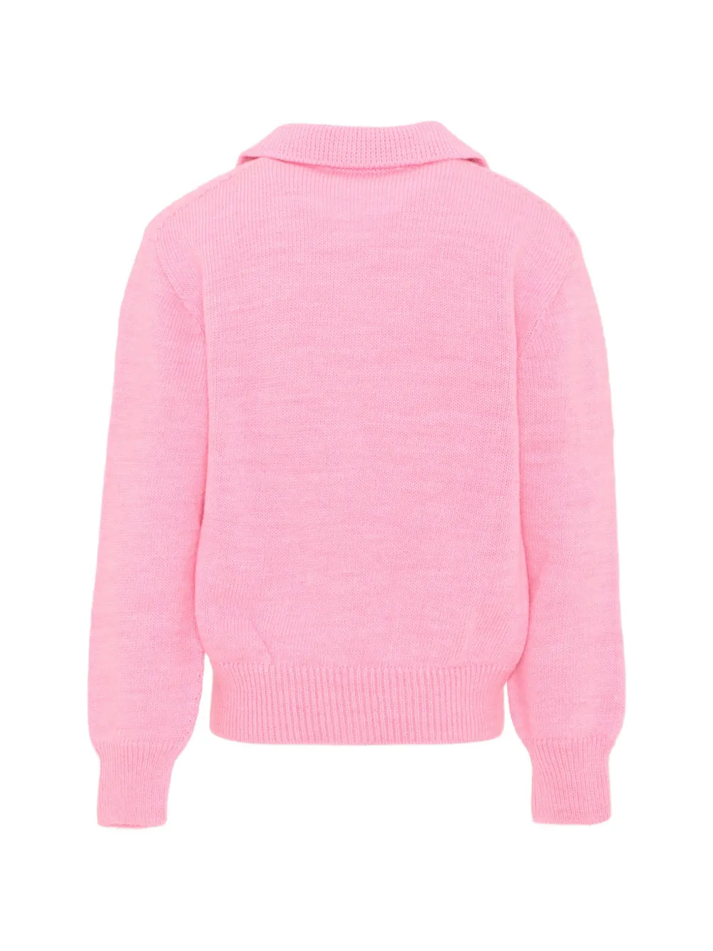 MSGM Kids logo-embroidered polo-collar sweater Roze