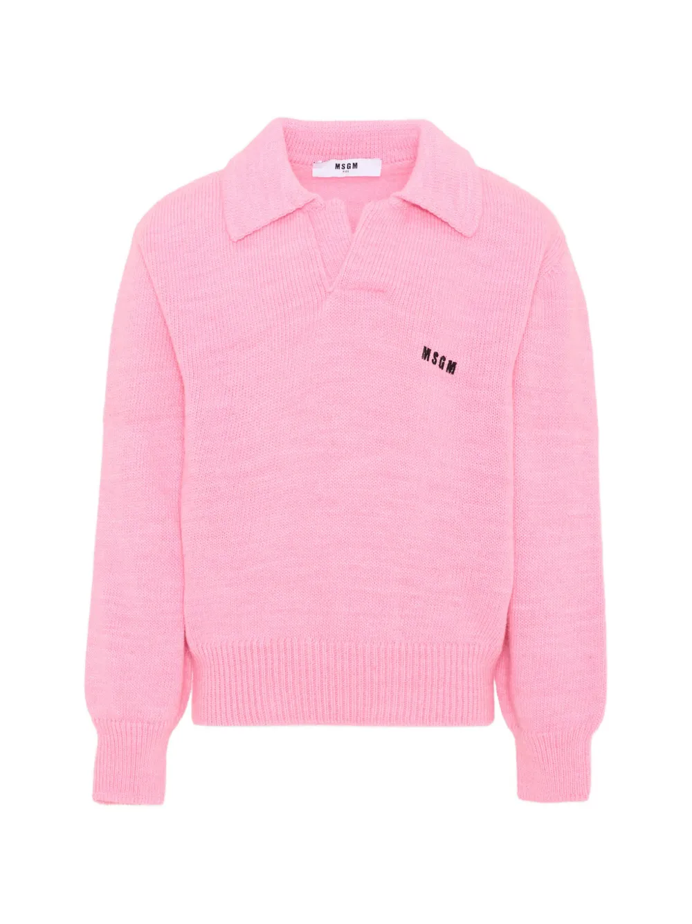 MSGM Kids logo-embroidered polo-collar sweater - Rosa