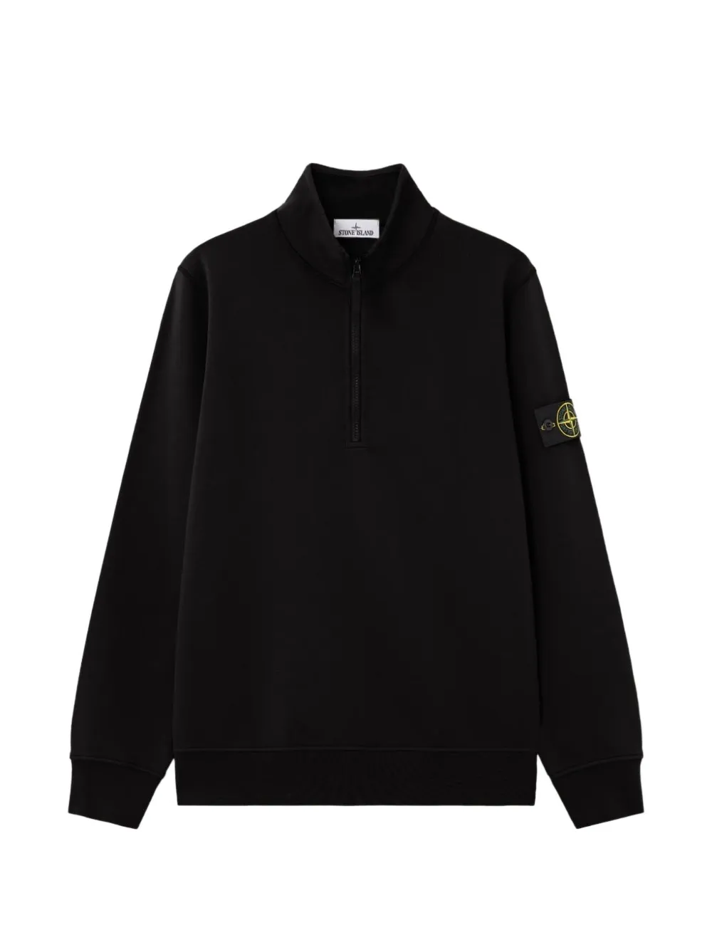 Stone Island 6100070 organic-cotton fleece regular-fit half-zip sweatshirt - Schwarz