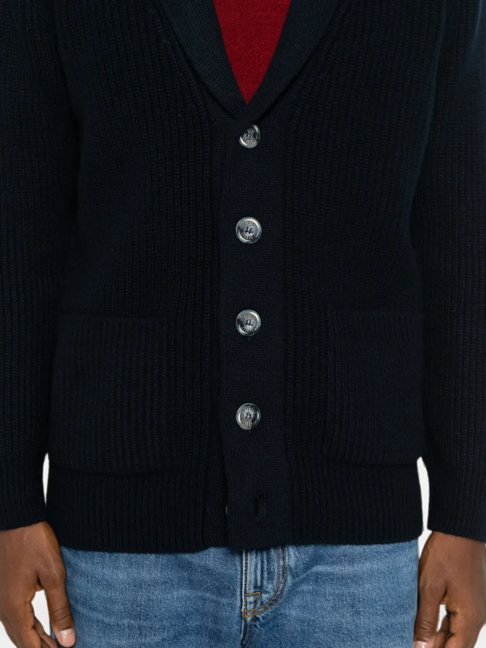 Fedeli Vest met sjaalkraag Blauw