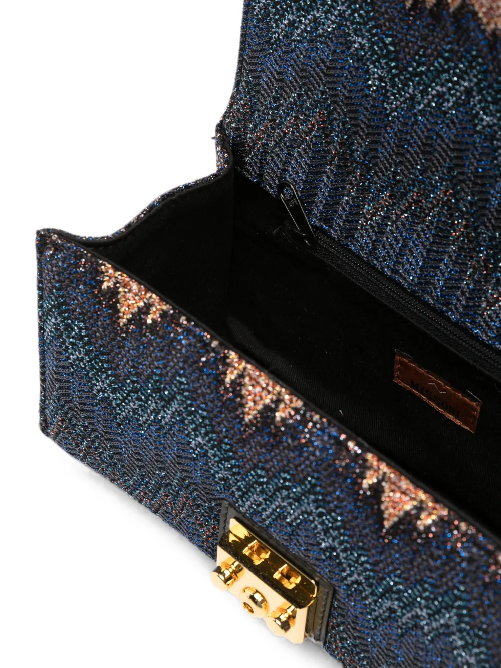 Missoni Kids Metropolis gebreide schoudertas met zigzag-patroon Blauw