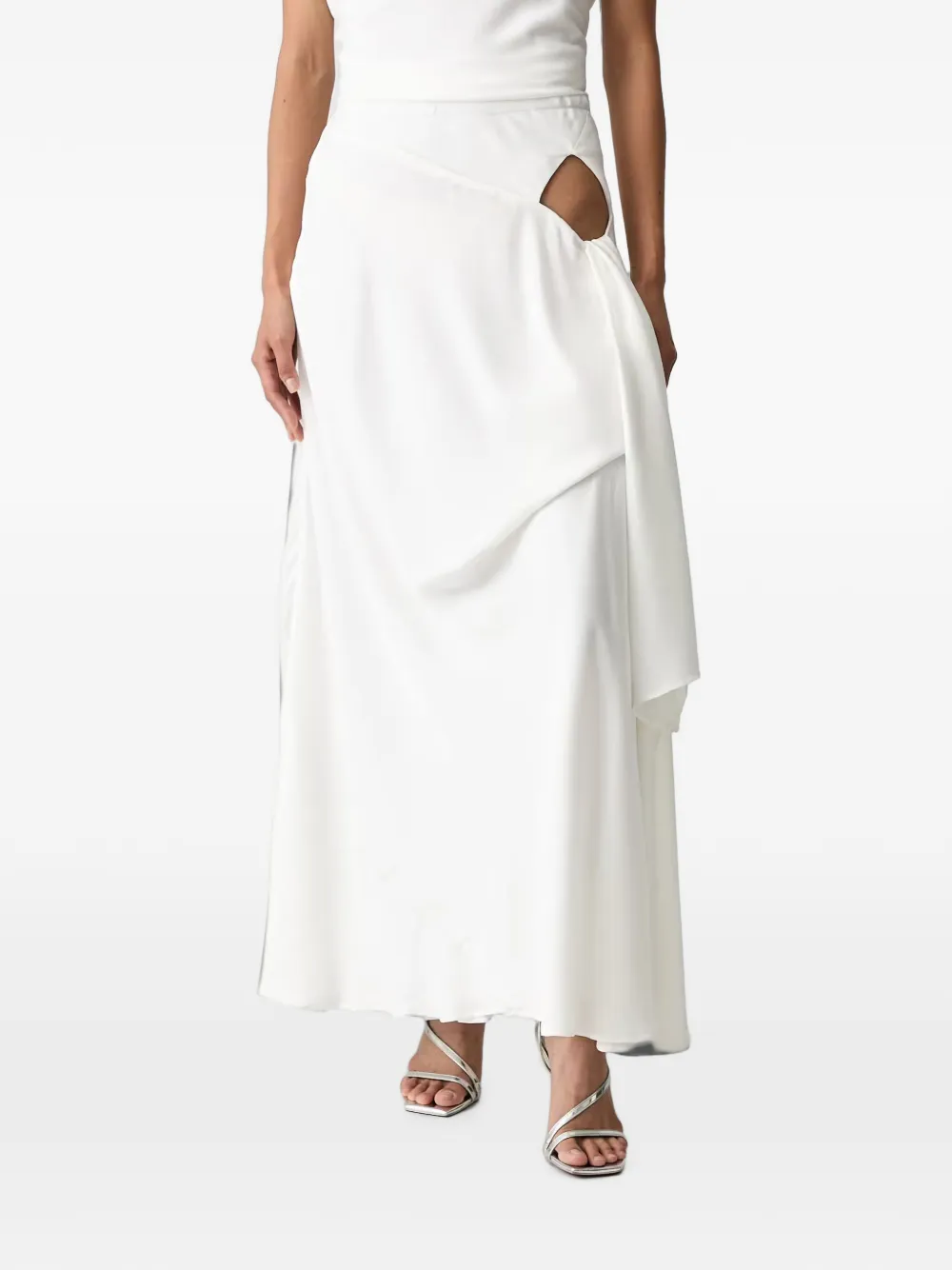 Bardot Solene cut-out draped maxi skirt - Bianco