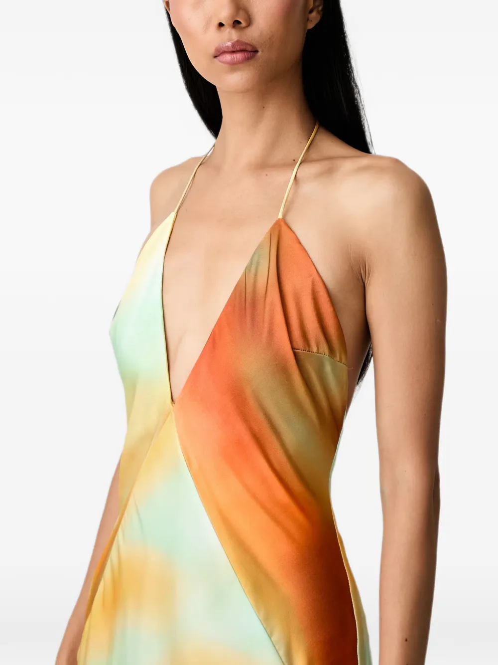 Bardot Lizbeth maxi-jurk met halternek en tie-dye print Oranje