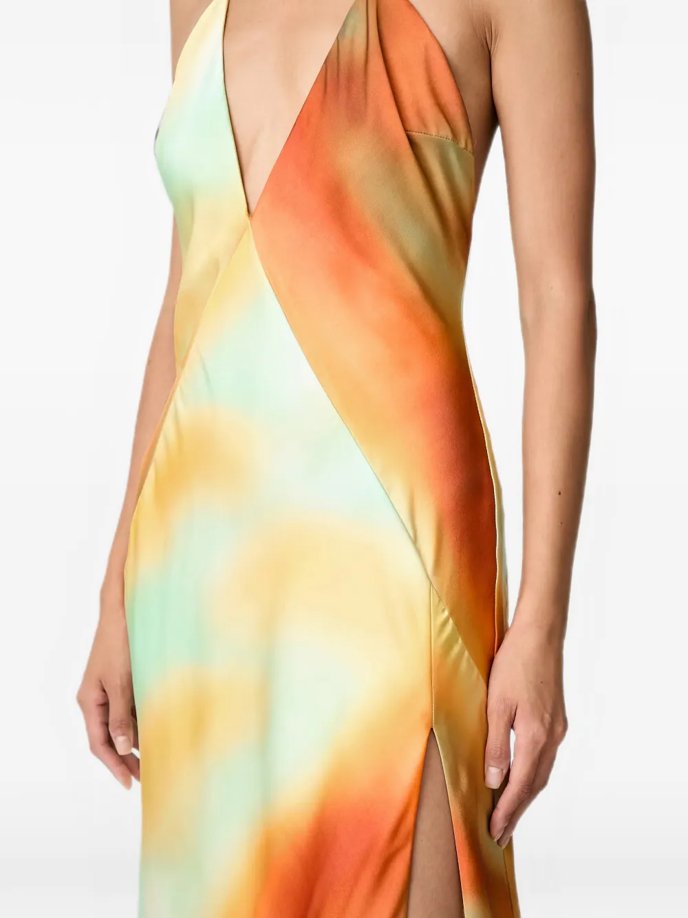 Bardot Lizbeth maxi-jurk met halternek en tie-dye print Oranje