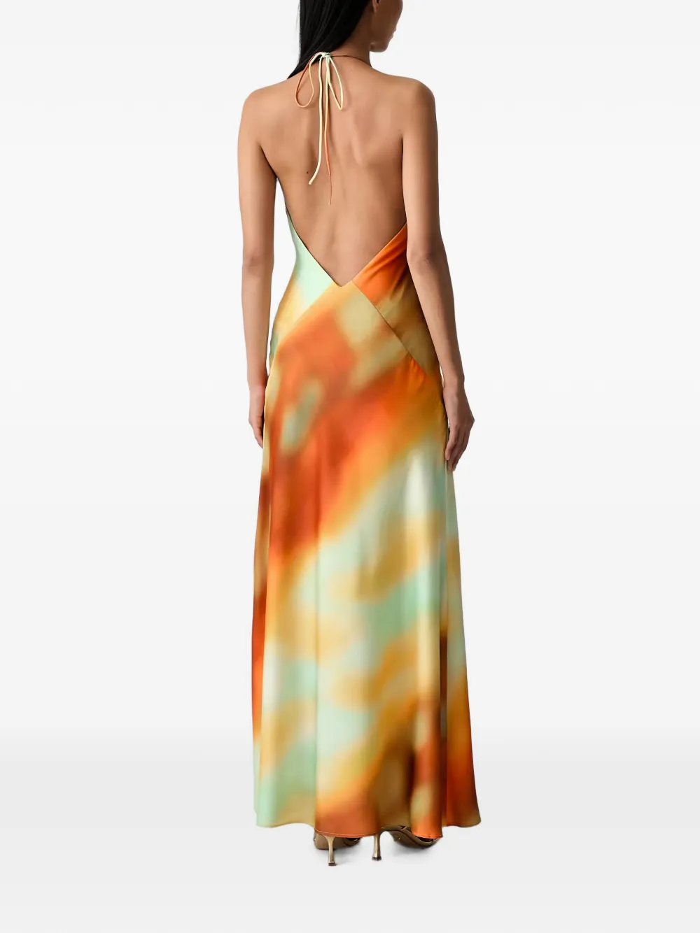 Bardot Lizbeth maxi-jurk met halternek en tie-dye print Oranje