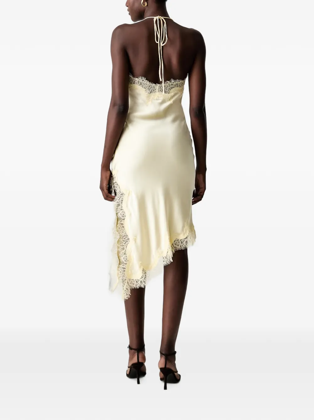 Bardot Silvio asymmetrische mini-jurk met kanten afwerking Geel