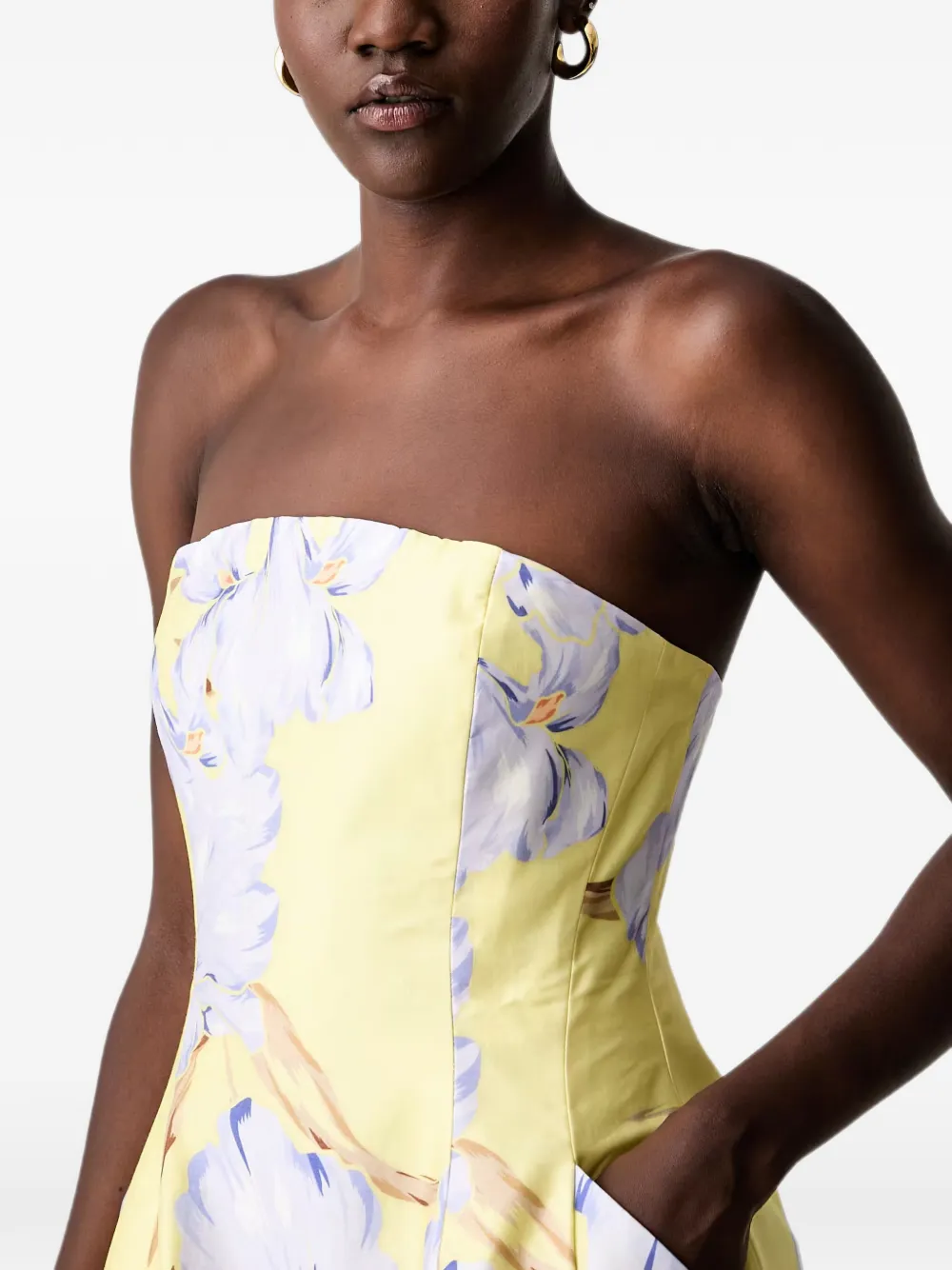 Bardot Karoline strapless mini-jurk met bloemenprint Geel